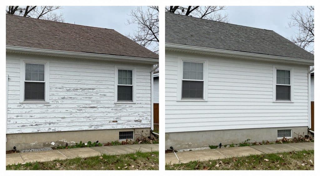Before and after exterior painting transformation by MR Paint