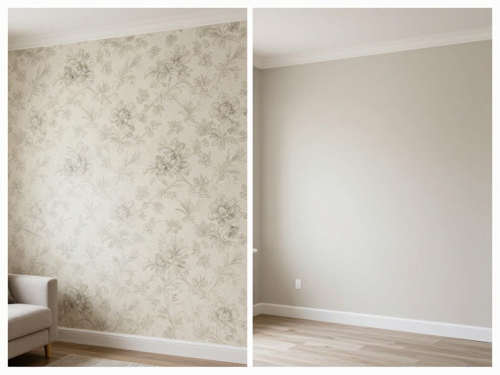 Before and after wallpaper removal by MR Paint