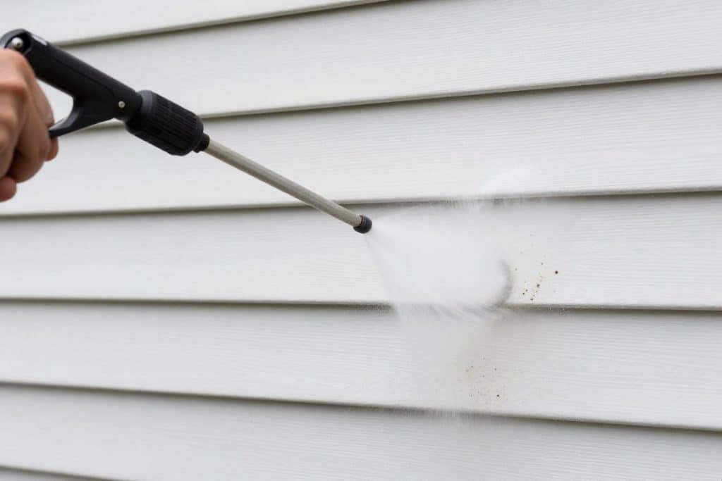 House siding being powerwashed in South Amboy, NJ