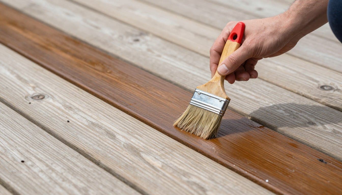 Professional deck staining process in South Amboy
