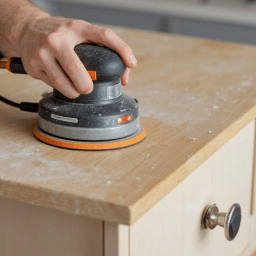 Cabinet sanding process by MR Paint